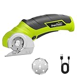 SnapFresh Kartonschneider Elektrischer Schere 4V Kabellose Rollschneider Akku-Universalschneider Rotationsschneider - 2 Elbstschärfender Klinges - für Papier, Pappe, Teppich, Leder, Filz, Kunststoff