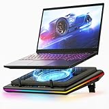 llano 2024 RGB Gaming Laptop Kühler Kühlpad mit Touch-Bedienung stufenloser Geschwindigkeit &14cm Extra-groß Leistungsstarker Turbo-Lüfter Dichtungsschaum 3-Port-USB-Hub für 15-19 Zoll Notebook