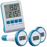 infactory Schwimmbad Thermometer: 3 digitale Teich- und Poolthermometer mit LCD-Funk-Empfänger, IPX8 (Elektronische Poolthermometer, Teich- und Pool-Thermometer, Unterwasser)