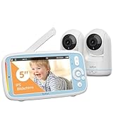 Boifun Babyphone mit 2 Kameras, Automatische Bildwechsel, 5' IPS Babyfone ohne WLAN, Intelligente Nachtsicht, PTZ 360° Grad, Zwei-Wege-Audio, VOX-Modus, Temperaturmessung, Wiegenlied, 300m Reichweite