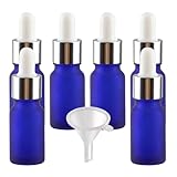 LusDoly 6 Stück 10ml Leere Matt Blau Glas Pipettenflasche,Glasflasche mit Silber Pipette, Stichprobe Glaspipette Tropfflasche für Aromatherapie ätherische Öle