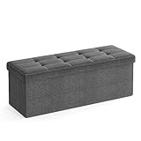 SONGMICS Sitzhocker mit Stauraum, klappbare Sitzbank, 38 x...