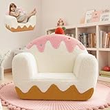 OUOZZZ Kindersofa Kindersessel ab 1 3 6 Jahre - Weich Sherpa Kindercouch Mini Couch für Jugendzimmer Kinderzimmer Mädchen und Jungen, Eiscreme Weißes