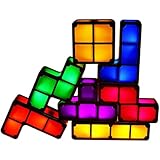 Stapelbar Nachtlicht für Kinder, TFSeven Stapelbar LED 7 Farben 3D Puzzles Nachtlicht Induktion Ineinandergreifende Schreibtischlampe, DIY Tangram Lichtblöcke Puzzles Lampe für Kinder Schlafzimmer USB