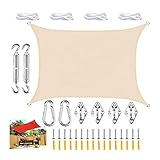ROUYA Sonnensegel Sonnensegel Wasserdicht, Rechteckig Sonnenschutz for Balkon, Sonnenschutz for Garten, Balkon(Beige,3x6m)