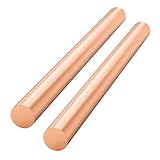 KWOKWEI Reines Kupfer Rundstab Ø 6mm in 250 mm Länge, Massiver Kupferstab Drehbankstange 99.9% Rein Kupferstäbe für DIY Metallhandwerk Hobbys DIY Schmuck Modell, 2 Stück
