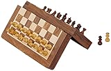 Schachspiel Ultimatives 17.78x17.78 cm Klassisches Holz Reise Schach mit Magnet Staunton Figuren und klappbares Spielbrett - Handgefertigt von Handwerkern in feines Rosenholz mit einem Walnuss-Finish