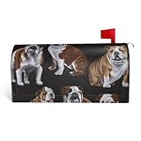 Briefkasten-Abdeckung, 53,3 x 45,7 cm, Briefkasten-Abdeckungen, Set mit englischen Bulldoggen und Aufschrift 'Holiday & Welcome English Bulldoggen', strapazierfähiges Oxford-Gewebe