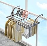 ANEWSIR Wäscheständer Balkon Wäschetrockner Ausziehbar Faltbar Klein, Heizkörper Wäscheständer Heizung Hängetrockner Wand für Draußen & Drinnen (38-55 cm), Winddicht Sockenaufhänger Inklusive.
