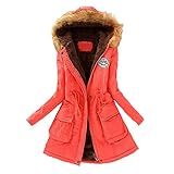 winterjacke damen warm gefüttert - Beiläufiger Mantel Plüschjacke Top Frauen Regenmantel Mit Winddicht Fleecemantel Outwear Elegant Dicker Winterparka Langärmliger Baumwollkleidung