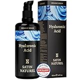 Hyaluron Serum hochdosiert 100ml - 24h Feuchtigkeit - Hyaluronsäure Serum Gesicht - Vegan - Gesichtspflege Männer und Frauen - Anti Aging Hyaluronic Acid Gesichtsserum mit BIO Aloe Vera, Satin Naturel