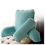 TYBEITAO Rückenkissen Bett 85 * 40 * 60cm Sitzkissen Bett mit Abnehmbarer NackenstüTze und Waschbarer Bezug, Lendenkissen Bett zum Entspannen Lesen,Fernsehen,blue