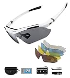 ROCKBROS Fahrradbrillen Polarisierte Sonnenbrille mit 5 Wechselgläsern Damen Herren Sportbrillen Radbrille für Outdoor-Sport Radfahren Laufen Angeln