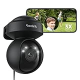 Reolink 5MP PTZ Überwachungskamera Aussen WLAN, 3X Optischer Zoom, 2,4/5GHz WLAN Kamera Outdoor mit Automatischer Verfolgung, Personen-/Fahrzeugerkennung, Vollfarb-Nachtsicht, E1 Outdoor Schwarz