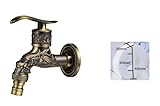 Eclove 1/2' Vintage Drachen Geschnitzt Wasserhahn Wandmontage mit 10 m Dichtungsband, Wandarmatur Wasserhahn aus Zinklegierung für Garten, Küche, Badezimmer, Waschmaschine, Mopbecken
