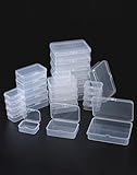 LJY 28 Stück gemischte Größen, rechteckig, leer, Kunststoff, Aufbewahrungsbehälter mit Deckel für kleine Gegenstände und andere Bastelprojekte