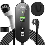 Azyvum Typ 2 Ladekabel Schuko, 3.5KW 6-16A Tragbares Ladekabel EV Chargers mit Steuerbarer Digitalanzeige für Elektroauto, EV Ladegerät für Model 3/Y 3008/508, C5X, DS7, GLA, Q3, X3 (3.5kW 16A)