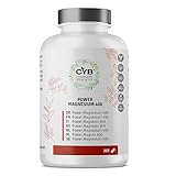 CYB | Power Magnesium - Magnesium Tabletten Hochdosiert 400mg | 365 Tabletten 1 Jahres Vorrat | Magnesium 400mg - Vegane Tabletten - Zuckerfrei Laktosefrei Glutenfrei Allergenfrei