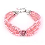 Halsband für Haustiere, Katzenhalsband, Party-Perlenhalsband, Haustierhalsband, Hundehalsband, Hundehalskette für Welpen, Katzen, Hundezubehör (Farbe: Pink, Größe: S) (Pink M)