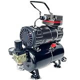 Airbrush Kompressor AD286 Ölfrei mit Lufttank/Mächtig Luftstrom und Luftdruck/Druckbehälter/ 4 bar/Auto Stop