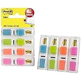 Post-it Index Mini, 11,9 x 43,2 mm, 3 x 35 Haftstreifen im Spender, Farbe: Limonengrün, Orange, Pink, Türkis - Zum Hervorheben wichtiger Informationen