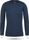 normani Damen Merino Unterhemd Langarmshirt Pullover Ski-Unterwäsche Rundhals - 100% Merinowolle Farbe Navy Größe L