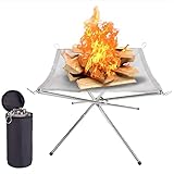 Nestling Tragbare Faltbare Feuerstelle für den Außenbereich, 304 Edelstahl, Netzkamin, Picknick, Lagerfeuer, Feuerstelle, Holzverbrennung mit Tragetasche für Terrasse, Camping, Hinterhof