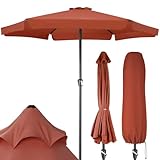 Kingsleeve® Sonnenschirm 330cm Schutzhülle UV Schutz 80+ Balkon Groß Kurbel Strandschirm Aluminium Lüftungsschlitz Wasserabweisend Gartenschirm Terracotta