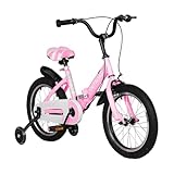 Max4out Unisex – Babys kb-002 3–7 Jahre alte Jungen und Mädchen, 14/16 Zoll, faltbares Kinderfahrrad, mit Blitzbeleuchtung, Trainingsrädern und Dual-Handbremsen (14, 35.6 cm Pink