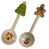 4-teiliges Weihnachtslöffel-Set, Weihnachts-Rührlöffel, Keramiklöffel, kreativer Kaffeelöffel, Teelöffel, Suppenlöffel, Dessertlöffel zum Rühren, Trinken, Mischen, Milchshake, Marmelade (4 Stile)