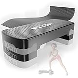 Physionics® Aerobic Steppbrett - 3 Stufen (10/15/20 cm), höhenverstellbar, Anti-Rutsch Gummibezug, max. 200kg - Fitness Stepper, Stepboard, Stepbank, Stepbench, Step Cardio Workout für Zuhause