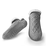 Litthing Kuschelsocken Strick Bodensocken Warme Wintersocken, Bestickte Stoppersocken Rutschsichere Hausschuhe Dicke Socken Gestrickte Bettsocken Haushalt Socken Weihnachtssocken