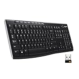 Logitech K270 Kabellose Tastatur für Windows, 2,4 GHz kabellos, Standardgröße, Nummernblock, 8 Sondertasten, 2 Jahre Batterielaufzeit, Kompatibel mit PC, Laptop, Deutsches QWERTZ-Layout - Schwarz