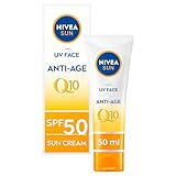 NIVEA UV Face SPF50 Q10 Anti-Age, 0% weiße Rückstände (50 ml), Q10 Sonnencreme für das Gesicht, UV-Gesichtscreme, Anti-Aging-Creme mit SPF50, Verpackung kann variieren