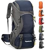 jianyana Wanderrucksack 50L Trekkingrucksack Regenhülle Reiserucksack Wasserdichter Campingrucksack für Wandern Camping Bergsteigen Reisen Sport Herren Damen