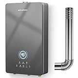 BreeRainz 16LPM Gas Durchlauferhitzer,32KW Propangas Durchlauferhitzer mit 5 Betriebsarten, LED-Touchscreen-Knöpfen,220V-Frostschutzstecker,Betrieb mit Propan Butan