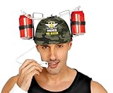 FIESTAS GUIRCA | Soldier of Beer Trinkhelm Grün - Suafhelm mit Dosenhaltern und Trinkschlauch - Partyzubehör für Junggesellenabschiede, Festivals und Oktoberfest - Farbe Grün
