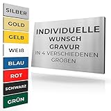 Klingelschild mit Gravur | Namenschild Briefkasten selbstklebend Türschild in vielen Farben & Größen | Briefkastenschild mit Wunschtext Schild für Haustür wetterfest | Namen Plakette (1 Schild)