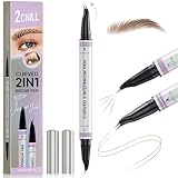 2CHILL 30° Gebogener Augenbrauenstift, Magic 2-in-1 Eyebrow Pencil, Wasserfest Augenbrauen mit 2 Spitzen, Lebendige Microblading Augenbrauenfarbe für Frauen, Make-up, das Den Ganzen Tag Hält (Braun)