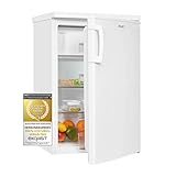 Exquisit Kühlschrank KS16-4-HE-040D weiss | 109 L Volumen | Kühlschrank mit Gefrierfach freistehend | LED | Gemüsefach | Freistehender Kühlschrank mit Gefrierfach