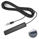 Autoradio Antenne Kurz mit Verstaerker, FM Autoradio Scheibenantenne mit DIN-Stecker Universal, 5M Verlängerungskabel, 87MHz-108MHz, Für Auto LKW SUV Radio und Stereo Empfänger Tuner