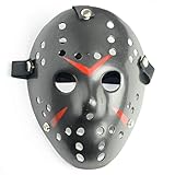 Boolavard Horror Mask Halloween-Kostüm Hockeymaske Party Cosplay Requisiten Maske (Schwarz)