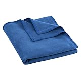 Clinotest Wohndecke 150 x 200cm in Blau, Kuscheldecke aus Baumwollmischung, weiche & warme Tagesdecke, atmungsaktiv & pflegeleicht, als Sofadecke oder Überwurf