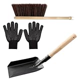 Kaminschaufel | 1 * Set Holzgriff-Reinigungswerkzeug | Robustes Kaminbesen- und Kehrschaufel-Set für den Innen- und Außenbereich, Feuerstelle, Herdpflege