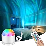 vsshe Sternenhimmel Projektor, Nachthimmel Meereswellen und Nordlichter Projektor, mit 16 Farben Dimmbarer & Fernbedienung Drei Lampenschirme Projektorlampe Nachtlicht für Kinder Party, Normaler Stil