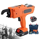 ETE ETMATE Rebar-Tier-Bindemaschine, Elektrisches, Wiederaufladbares Rebar-Tier-Werkzeugset, 4500mAh Handheld-Elektrobindegeräte für 8-34mm Bindebereich (Orange)