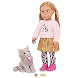 Our Generation – 46 cm Puppe & Haustier – Plüschtier-Katze – Zubehör für die Hundepflege – Rollenspiel – Spielzeug für Kinder ab 3 Jahren – Melena & Mittens