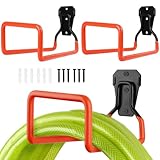 MEISHANG Schlauchhalter Wand,2 Stück Gartenschlauch HalterungGartenschlauchhalter 19.6 * 12.5 cm,Schlauch Aufhänger aus Metall für Schlauchaufhängung,mit 6 Schrauben und 6 Dehnbolzen (orange)