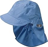 Sterntaler Schirmmütze Nacken Basic - Unisex Baby- und Kinder Mütze mit Nackenschutz - UV-Schutz 50+ Hut aus Popeline (Bio) - leichte Sommer Kopfbedeckung mit Gummiband - samtblau, Größe 51