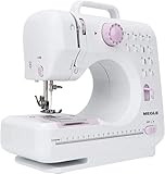 Nähmaschine für Anfänger und Kinder, Small Nähmaschine mit Fußpedal, 12 eingebauten Stichen, 5-Sprachen-Handbuch, MEGLE FHSM-505